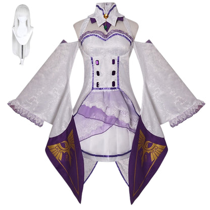 re zero emilia full cosplay set with white wig