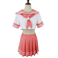 mannequin full front view pink cropped sailor top pleated mini skirt astolfo cosplay costume no wig