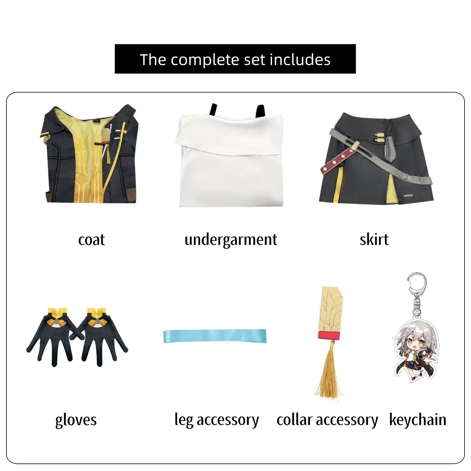 complete hsr trailblazer girl cos set coat undergarment skirt gloves collar tassel leg band keychain