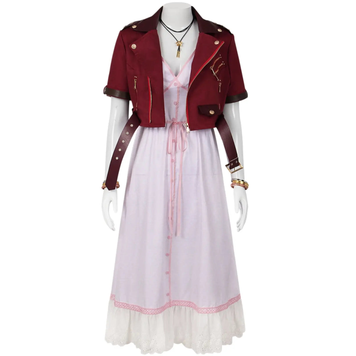 final fantasy vii aerith gainsborough cosplay costume full front view