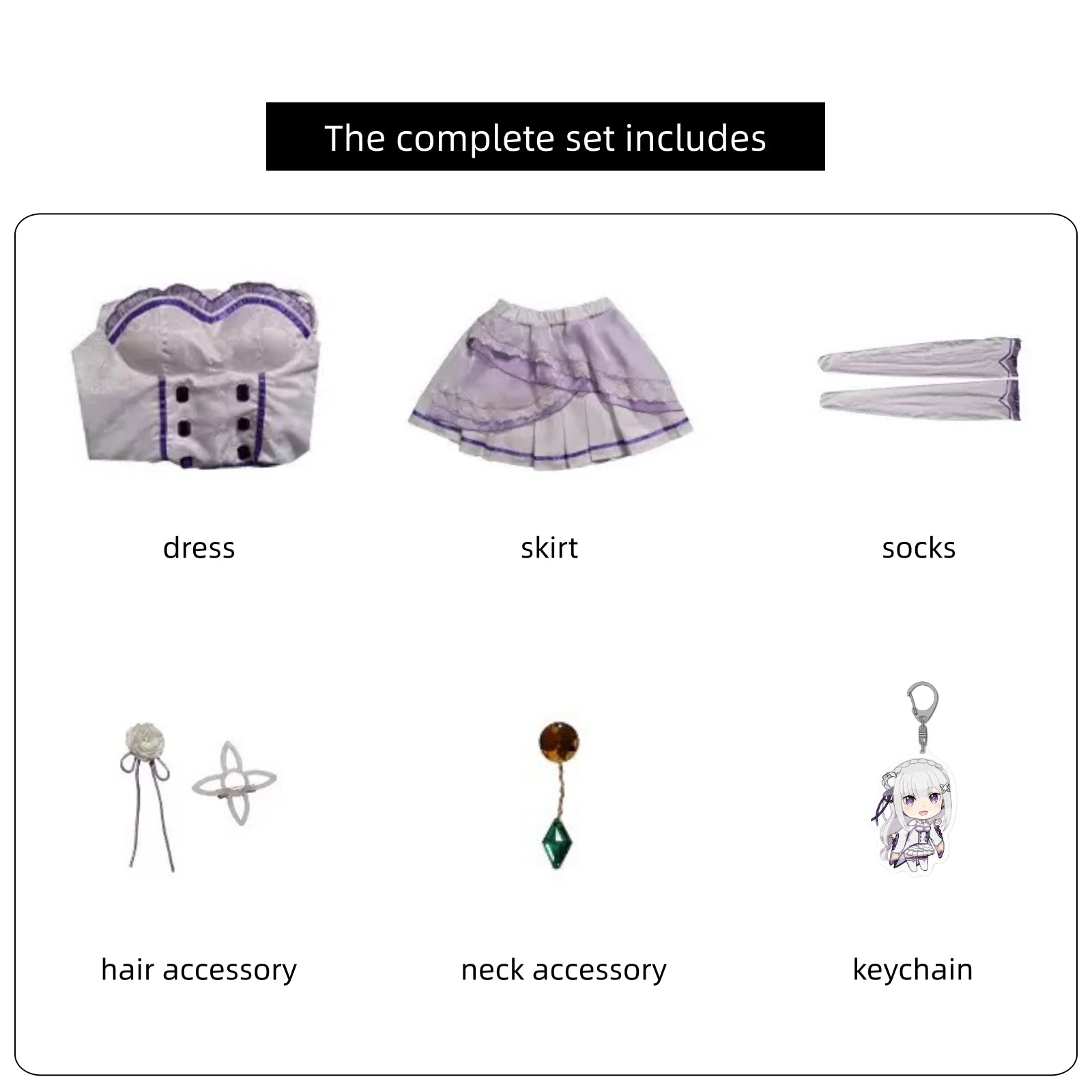 emilia re zero cosplay full set components layout
