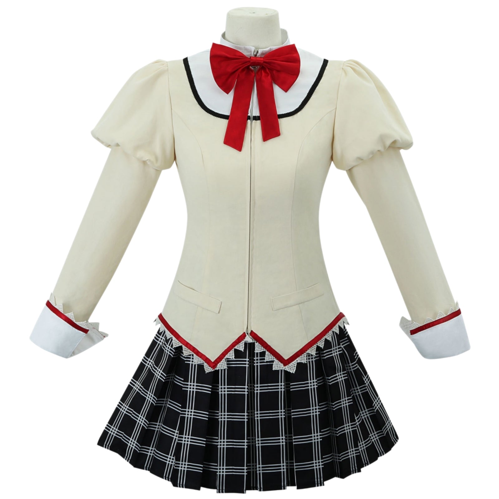 front view full madoka kaname school uniform cosplay costume