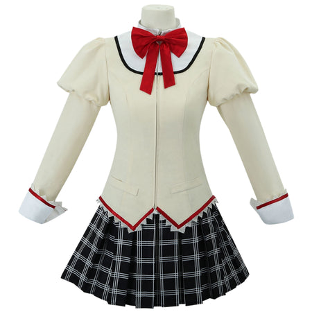 front view full madoka kaname school uniform cosplay costume