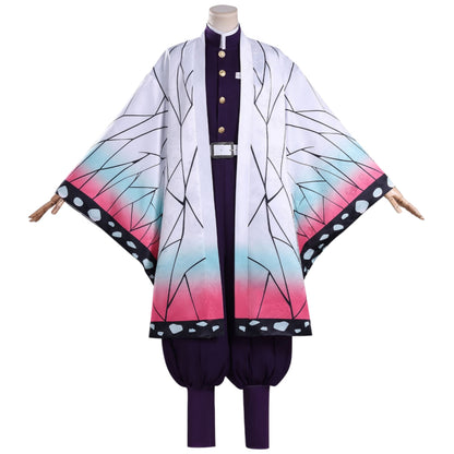 demon slayer cosplay shinobu cosplay full outfit dark embroidery butterfly kimono uniform front mannequin shot