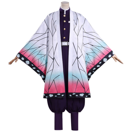 demon slayer cosplay shinobu cosplay full outfit dark embroidery butterfly kimono uniform front mannequin shot