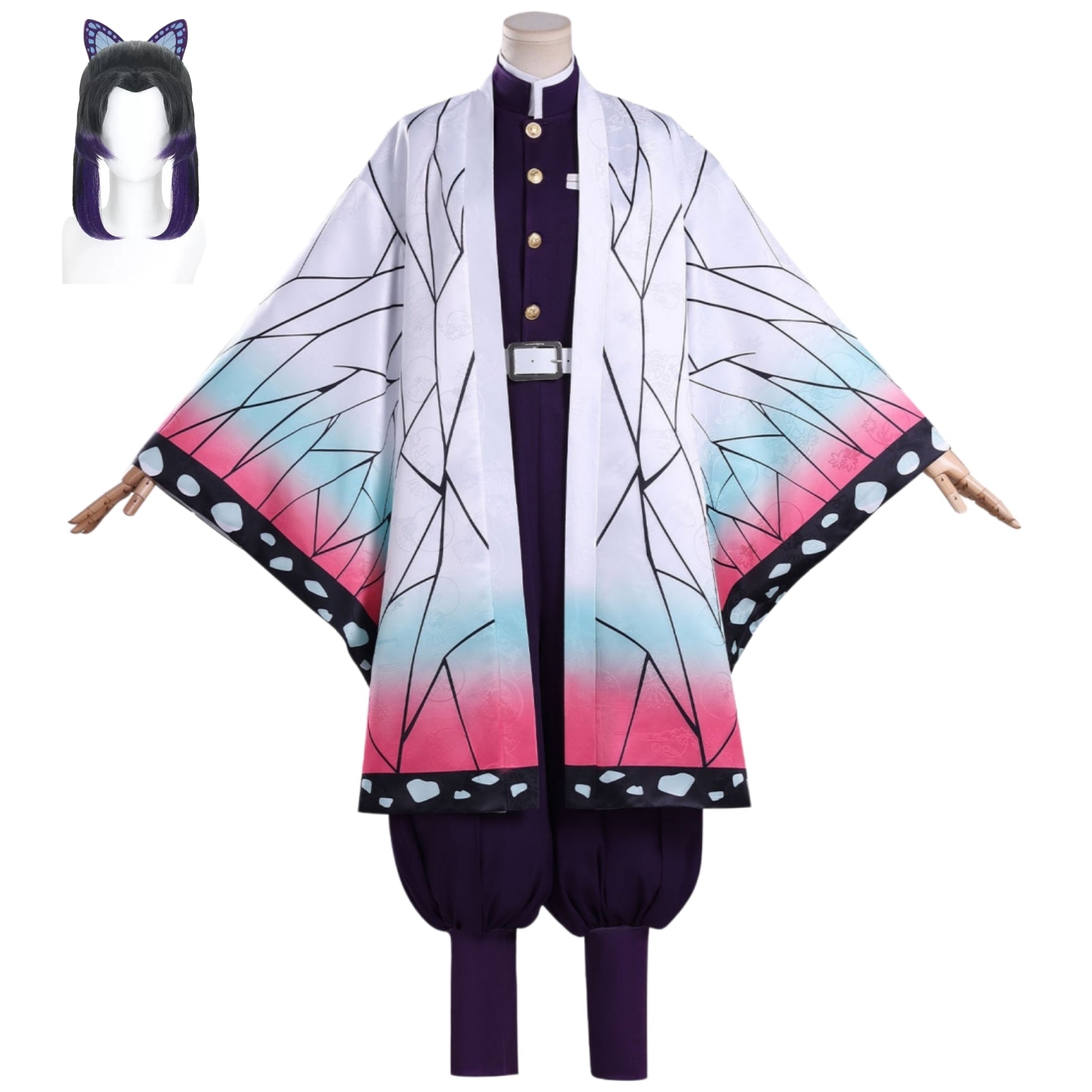 kochou shinobu cosplay dark embroidery kimono full demon slayer outfit purple uniform with wig