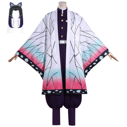 kochou shinobu cosplay dark embroidery kimono full demon slayer outfit purple uniform with wig