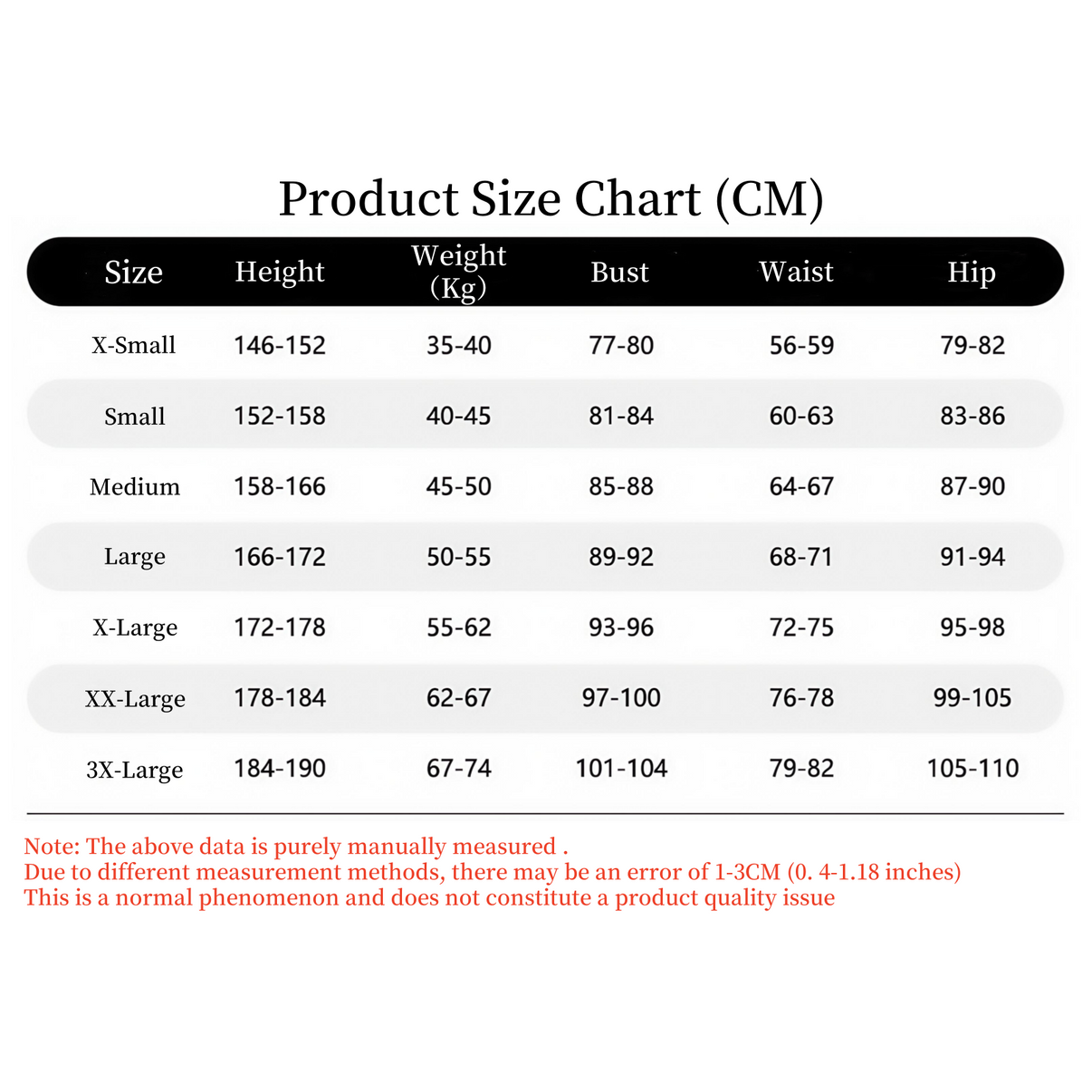 HSR March 7th Cosplay Costume Size Chart