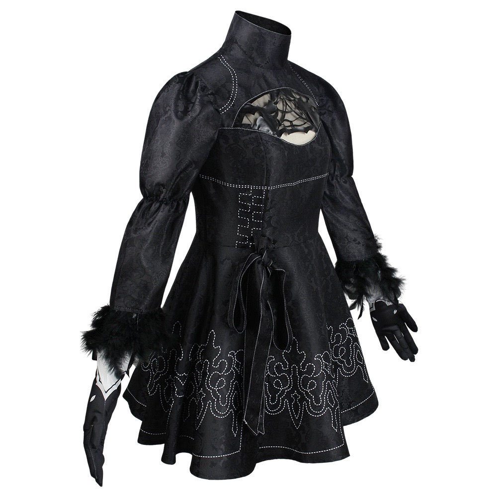 nier automata 2b cosplay side view yo rha 2b gothic dress