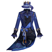 genshin impact cosplay furina costume front view complete black uniform set