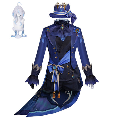 furina cosplay black uniform with wig genshin impact cosplay full outfit display