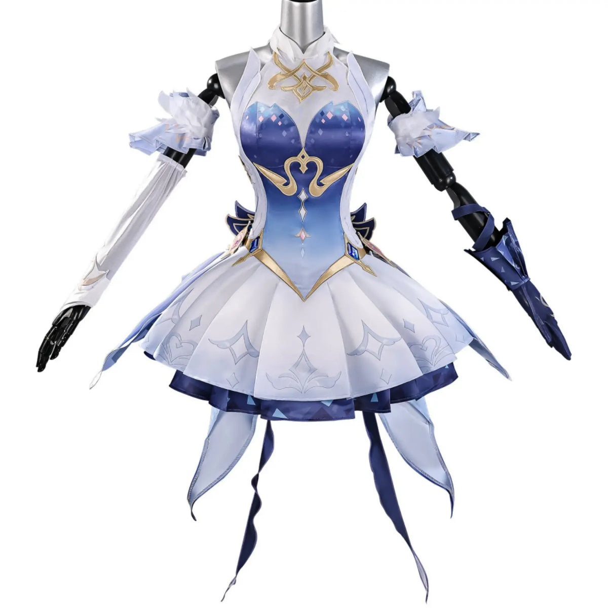 genshin impact odette cosplay costume blue white short dress outfit