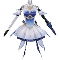 genshin impact odette cosplay costume blue white short dress outfit