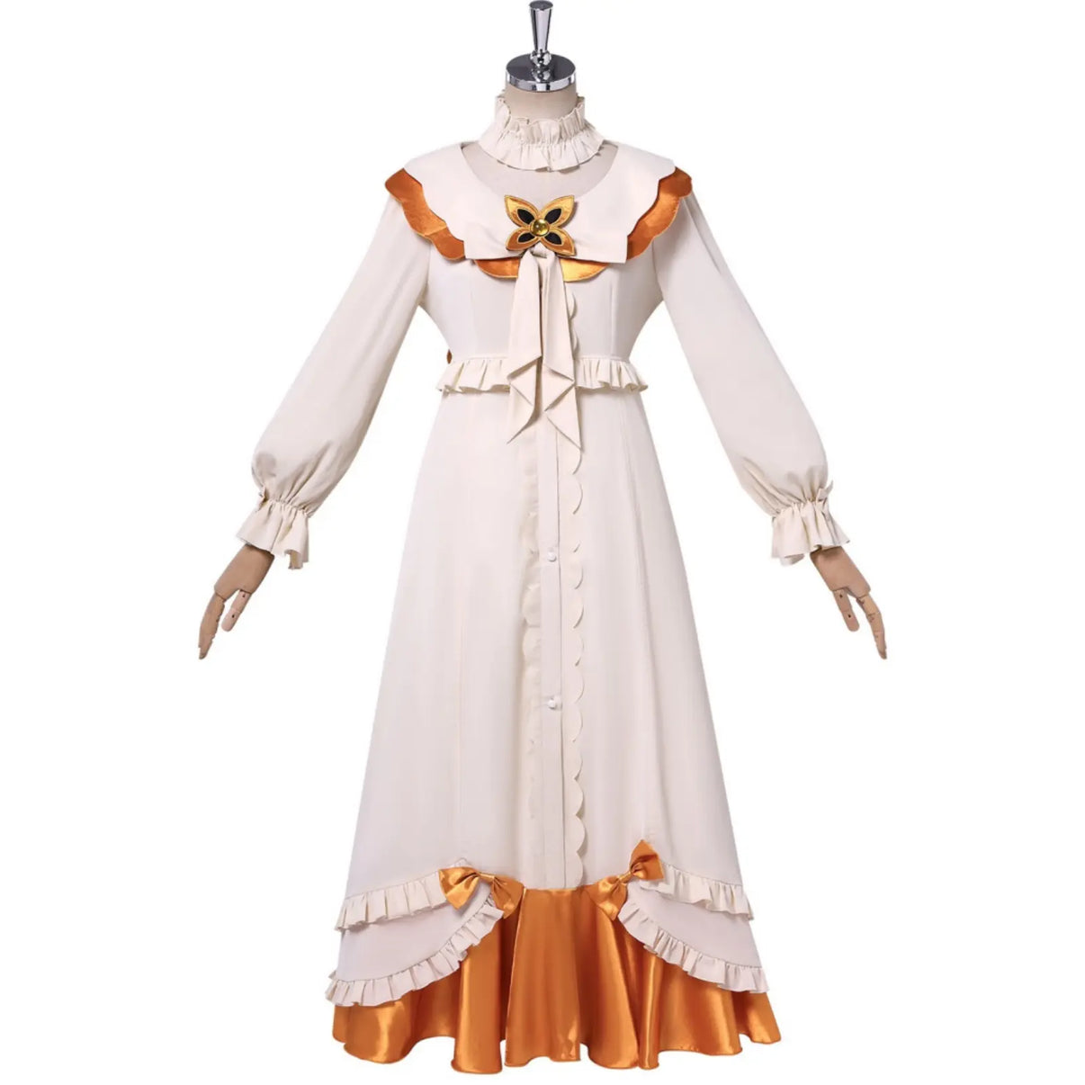 complete sandrone sondagne ruffle long night‑gown cosplay costume