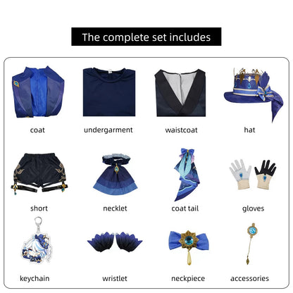 genshin cosplay furina costume complete parts black uniform accessory breakdown