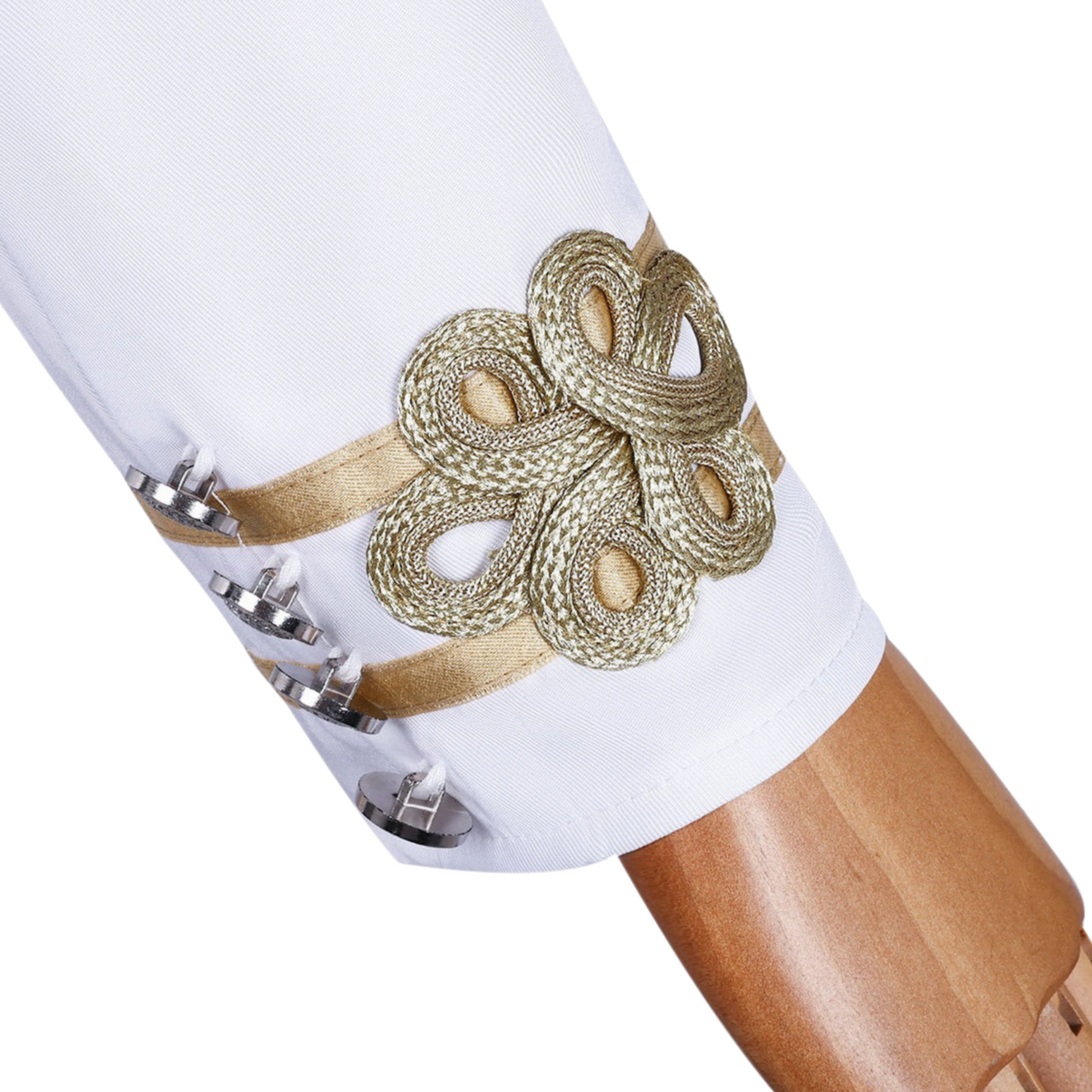 sailor costume women gold stripe cuffs white naval uniform detail
