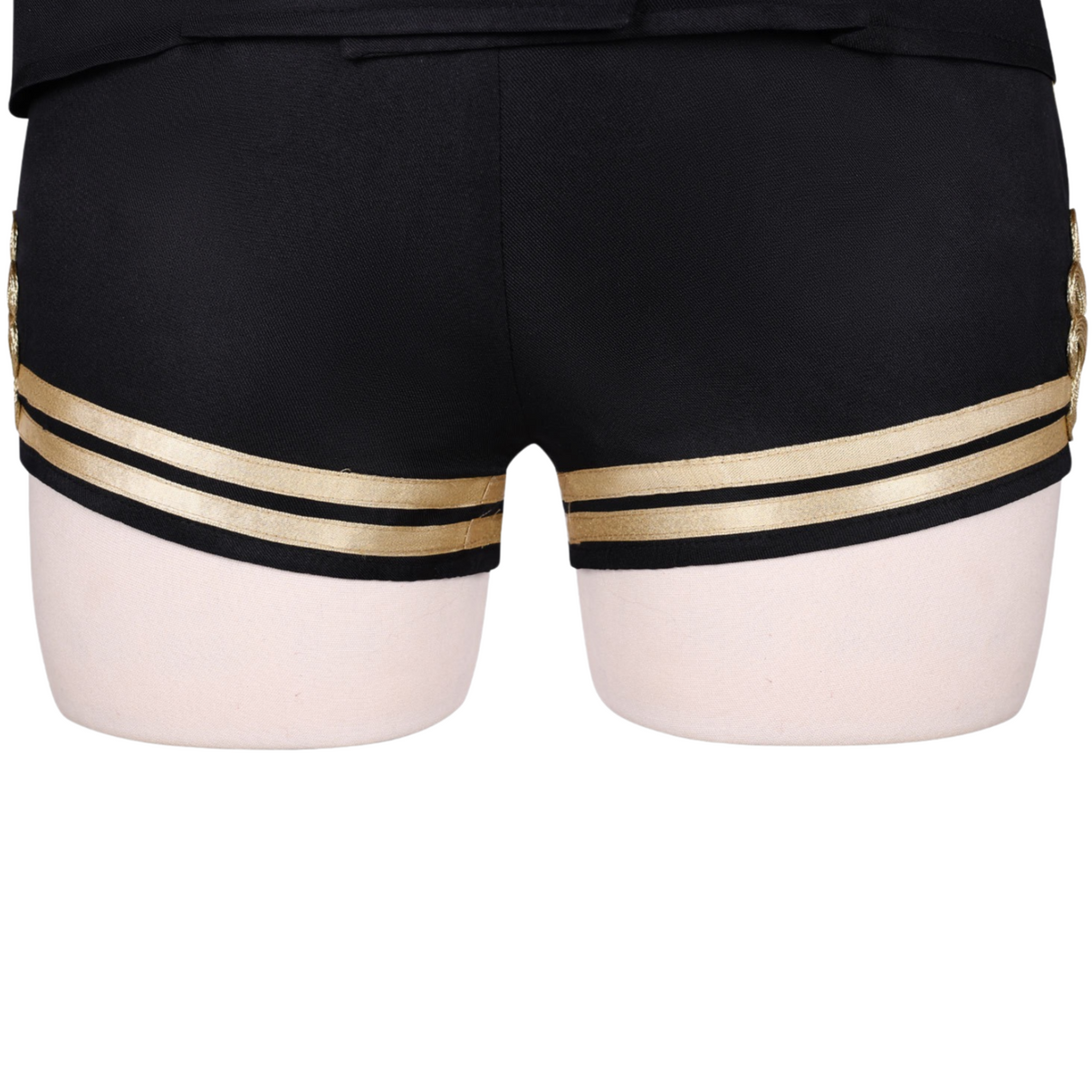 black sailor costume women gold trim shorts two piece cosplay set