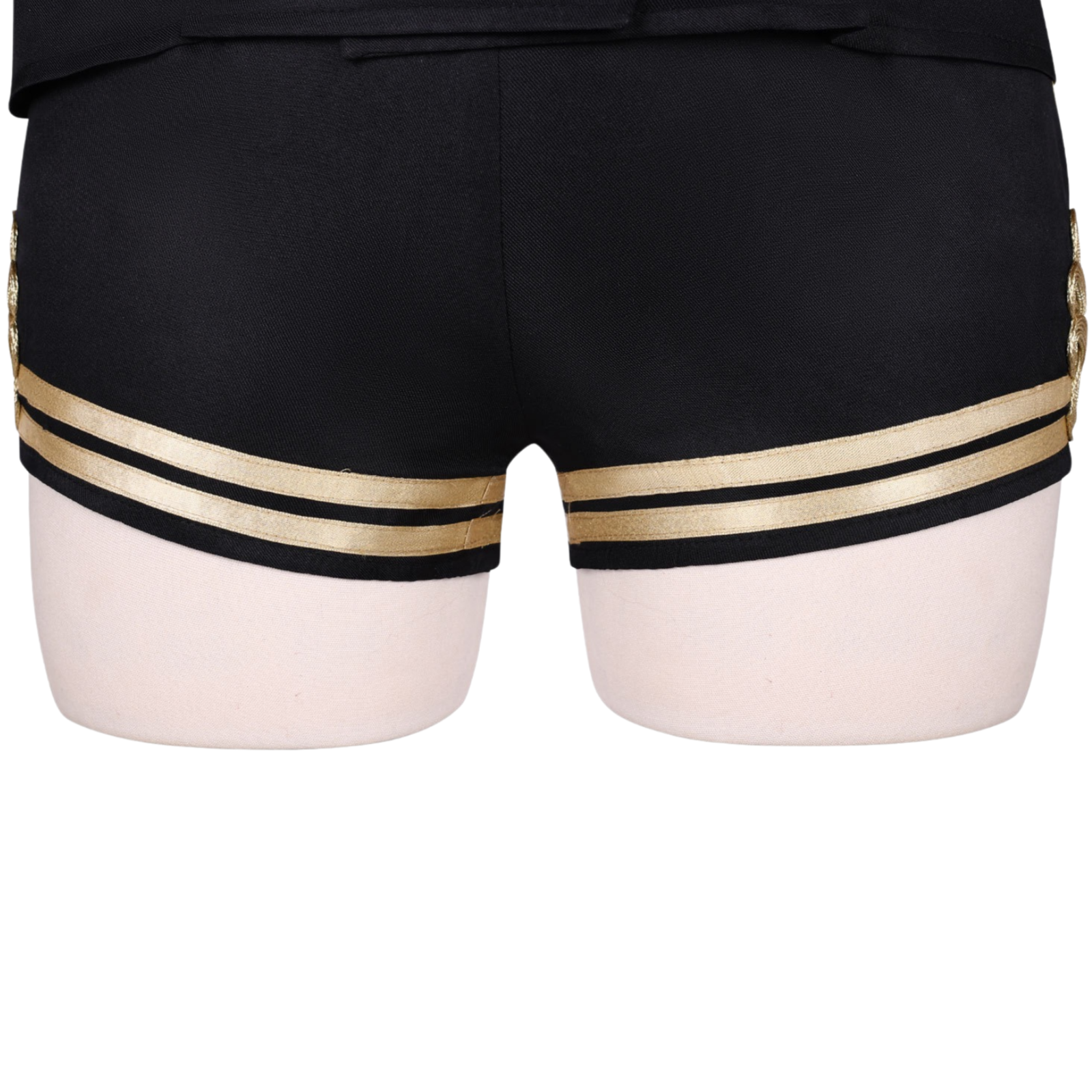 black sailor costume women gold trim shorts two piece cosplay set