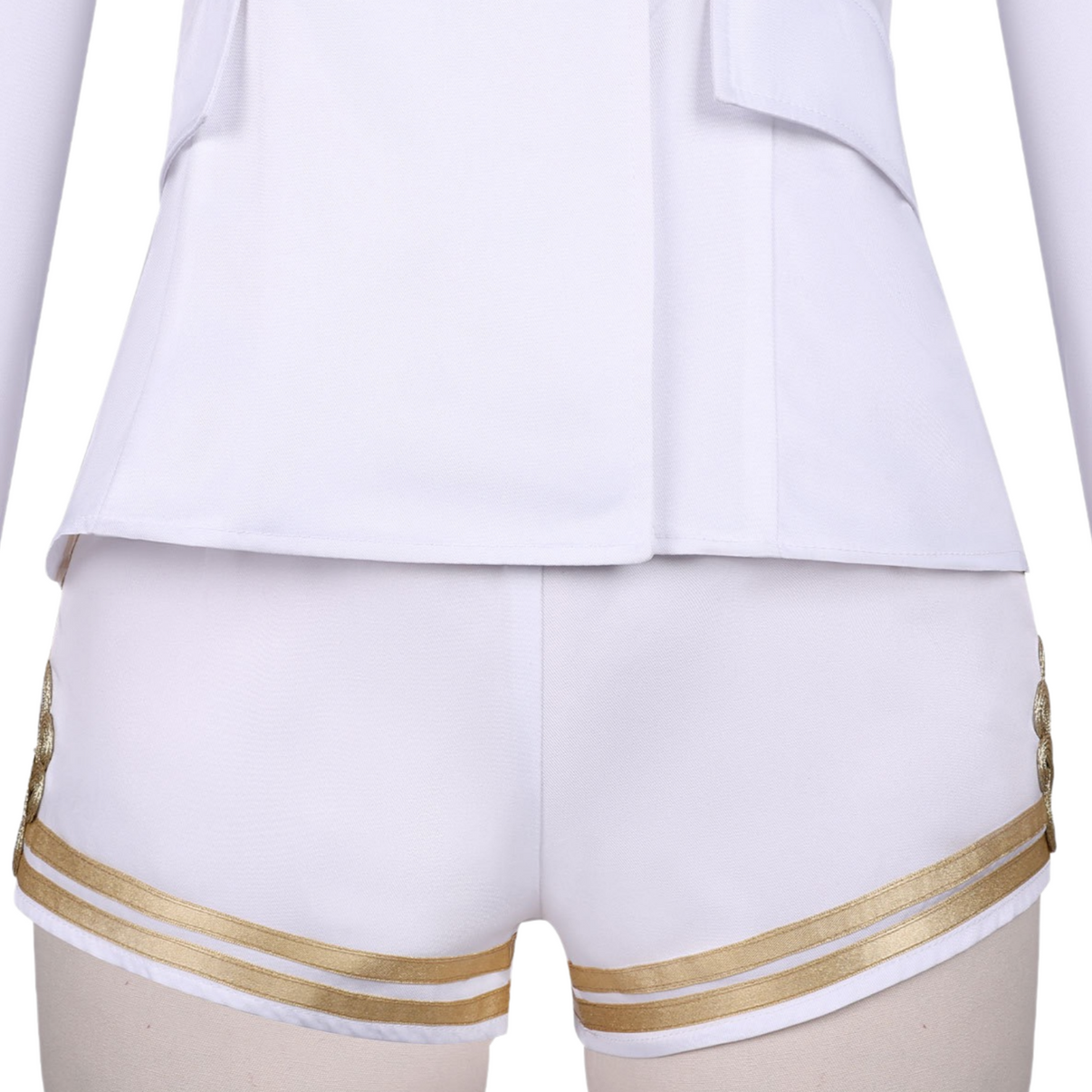 white sailor costume women gold trim shorts two piece cosplay set