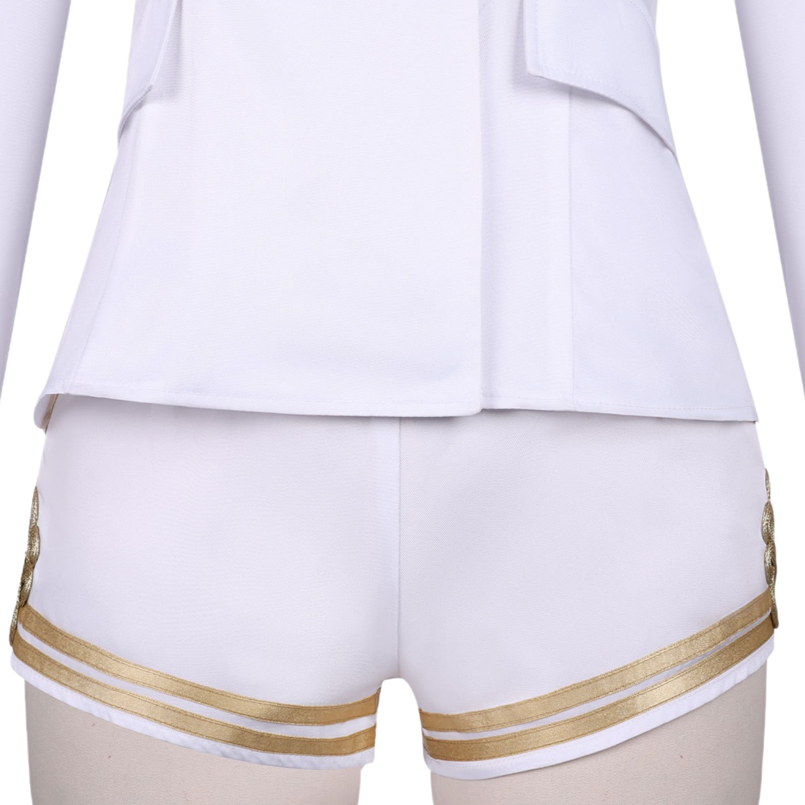 white sailor costume women gold trim shorts two piece cosplay set