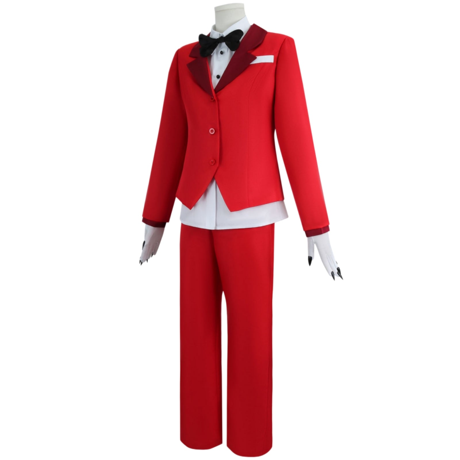charlie morningstar cosplay red suit mannequin side view full outfit