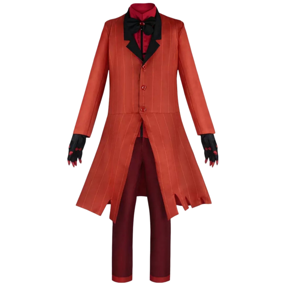 hazbin hotel alastor radio demon cosplay costume red striped long coat pants gloves bow tie full outfit