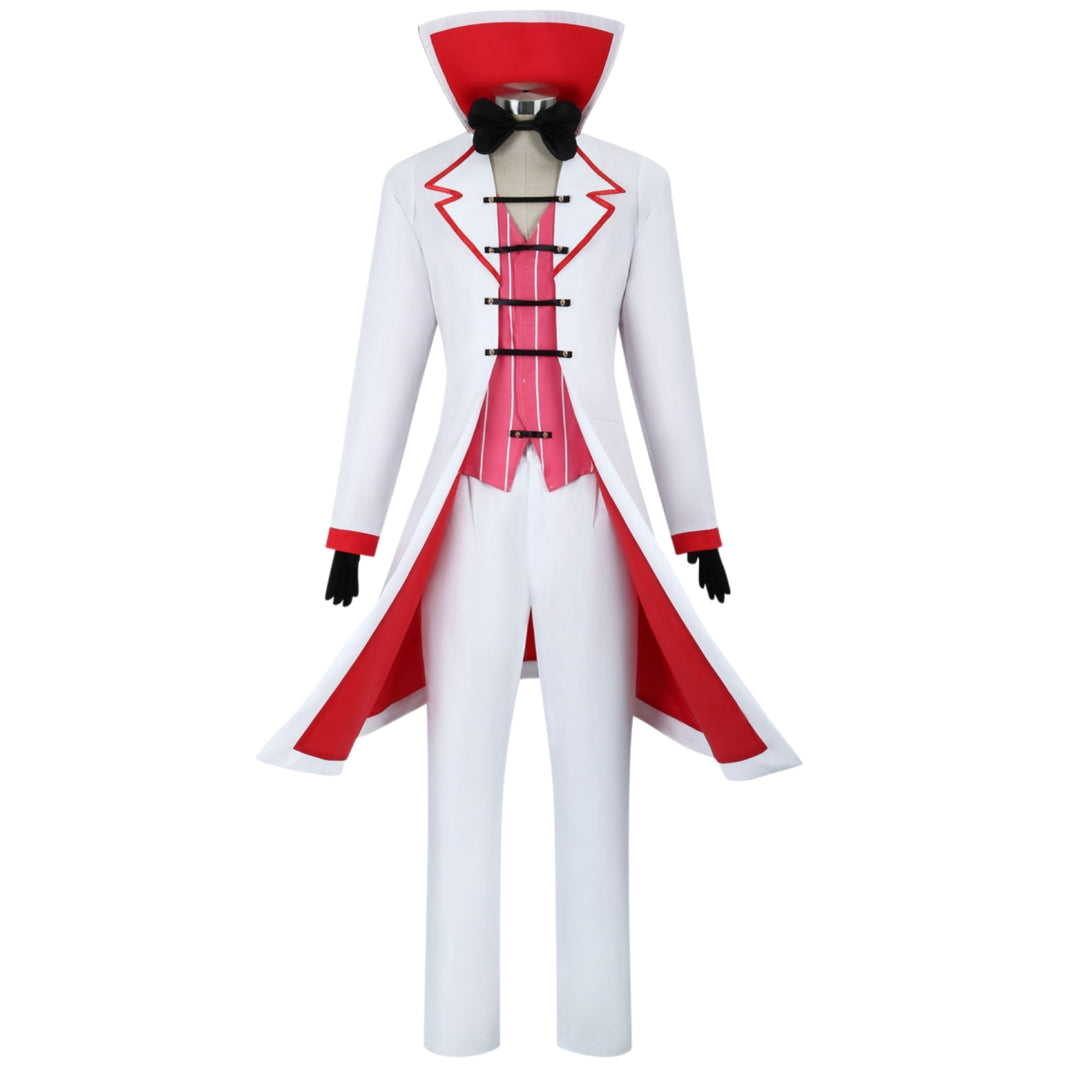 hazbin hotel lucifer morningstar cosplay white red tuxedo jacket vest pants gloves outfit