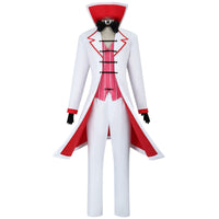 hazbin hotel lucifer morningstar cosplay white red tuxedo jacket vest pants gloves outfit