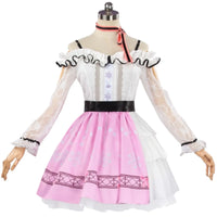 infinity nikki cosplay dress pink white off‑shoulder outfit