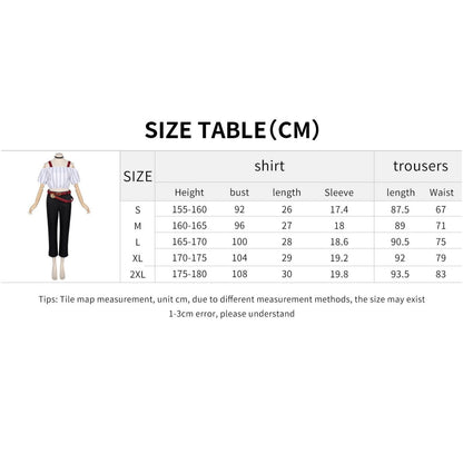 size measurement table kirara hoshi cosplay costume cm size guide s-2xl