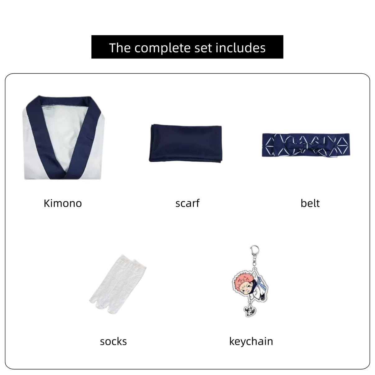 jujutsu kaisen ryomen sukuna cosplay accessories breakdown kimono scarf belt tabi socks acrylic keychain
