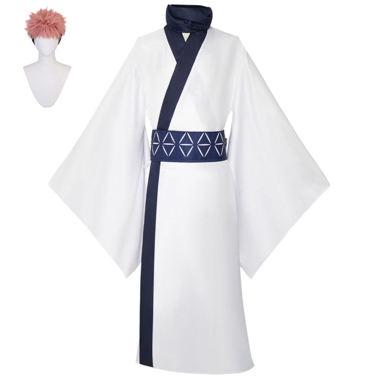 jujutsu kaisen ryomen sukuna cosplay white kimono outfit with pink short wig curse king halloween costume