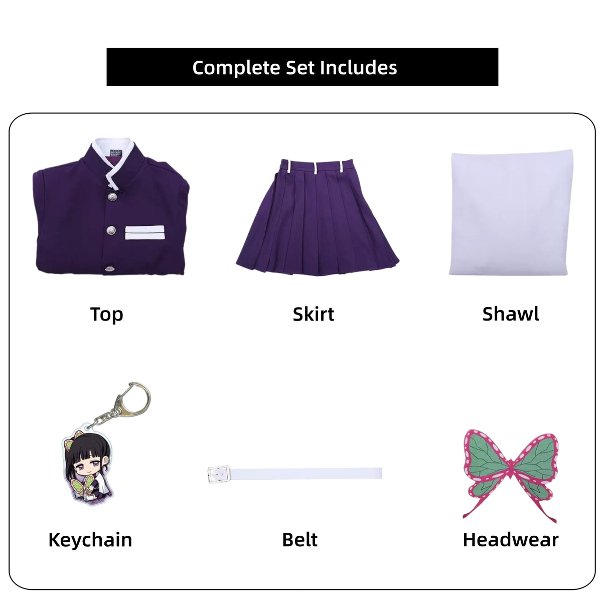 complete kanawo cosplay costume top skirt shawl belt hairpin keychain kanao tsuyuri cosplay set