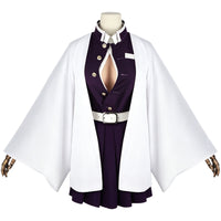 kanroji mitsuri cosplay full set with wig stand purple dress white haori white belt demon slayer