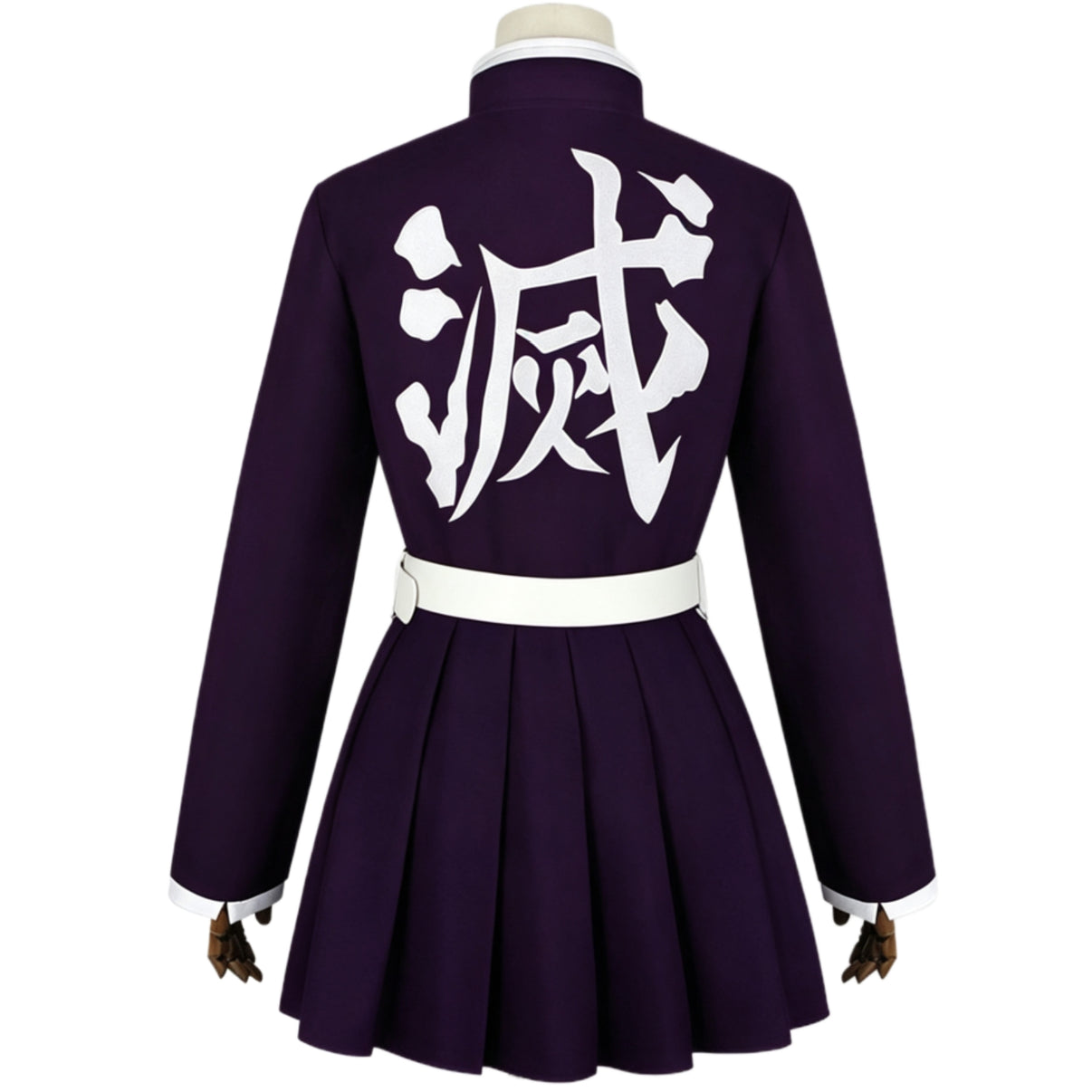 back view kanroji mitsuri cosplay purple dress white metsu kanji embroidery demon slayer