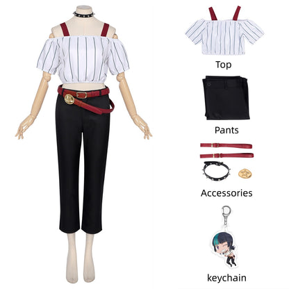 breakdown kirara hoshi anime cosplay top pants belts choker keychain accessories