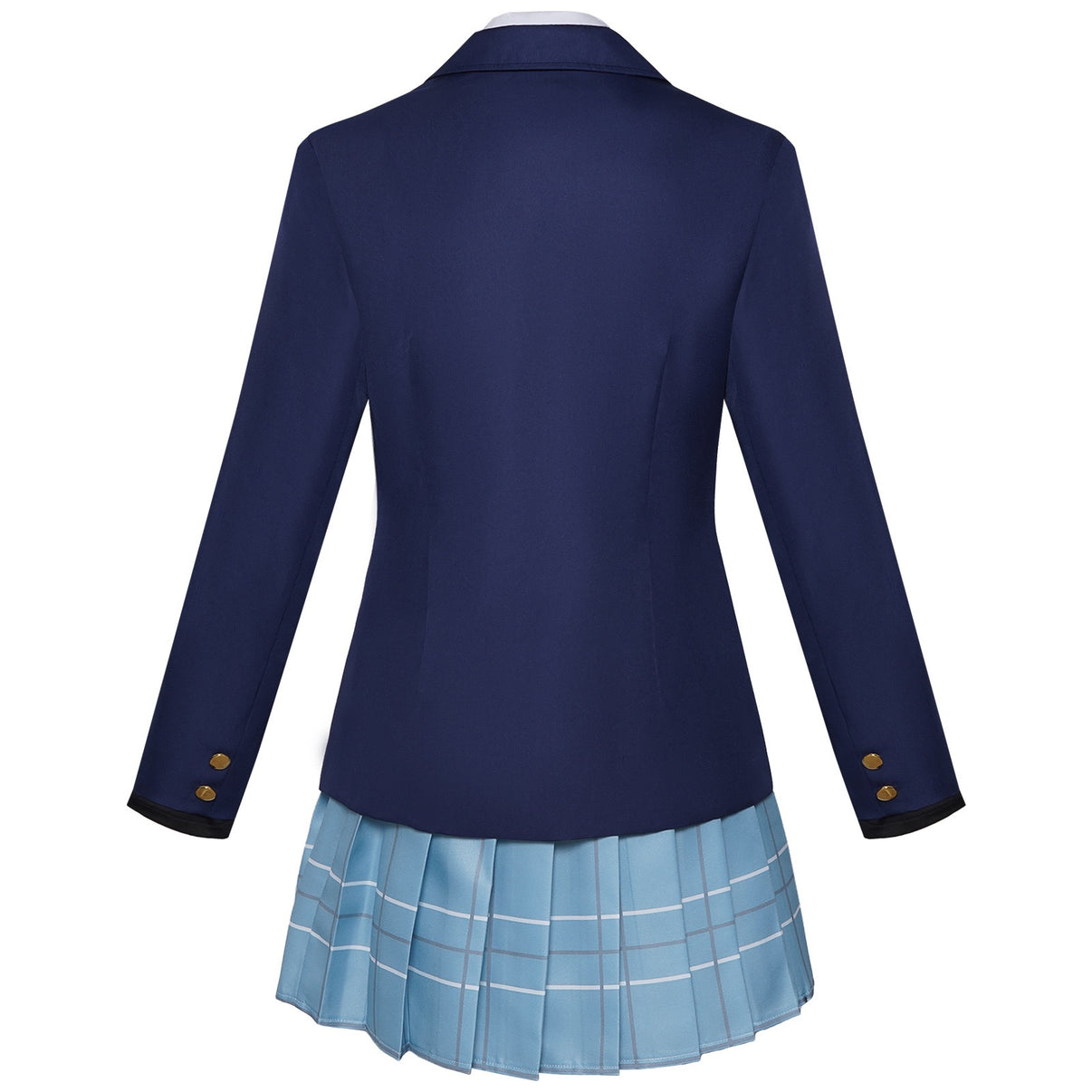 my dress-up darling cosplay blue blazer back side gold button detail plaid skirt