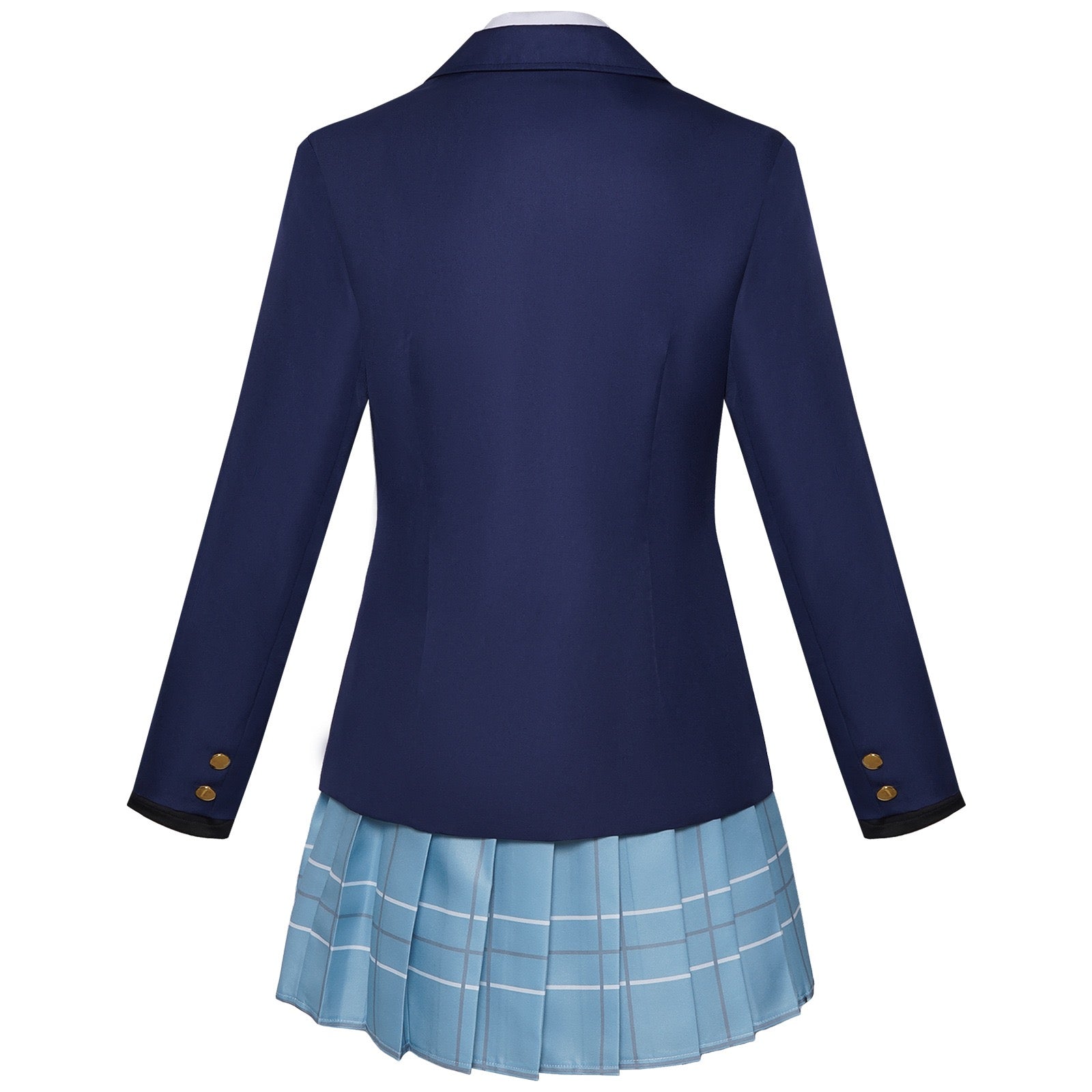 my dress-up darling cosplay blue blazer back side gold button detail plaid skirt
