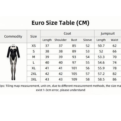 my dress-up darling marin bunny suit coat bodysuit measurement table xs to 3xl cm