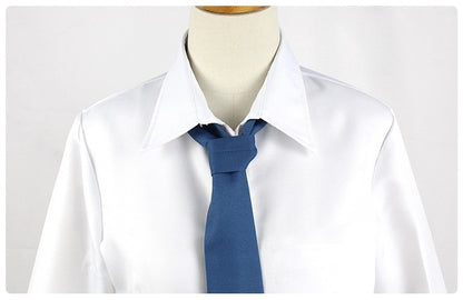 my dress-up darling marin jk uniform white shirt blue tie collar close up