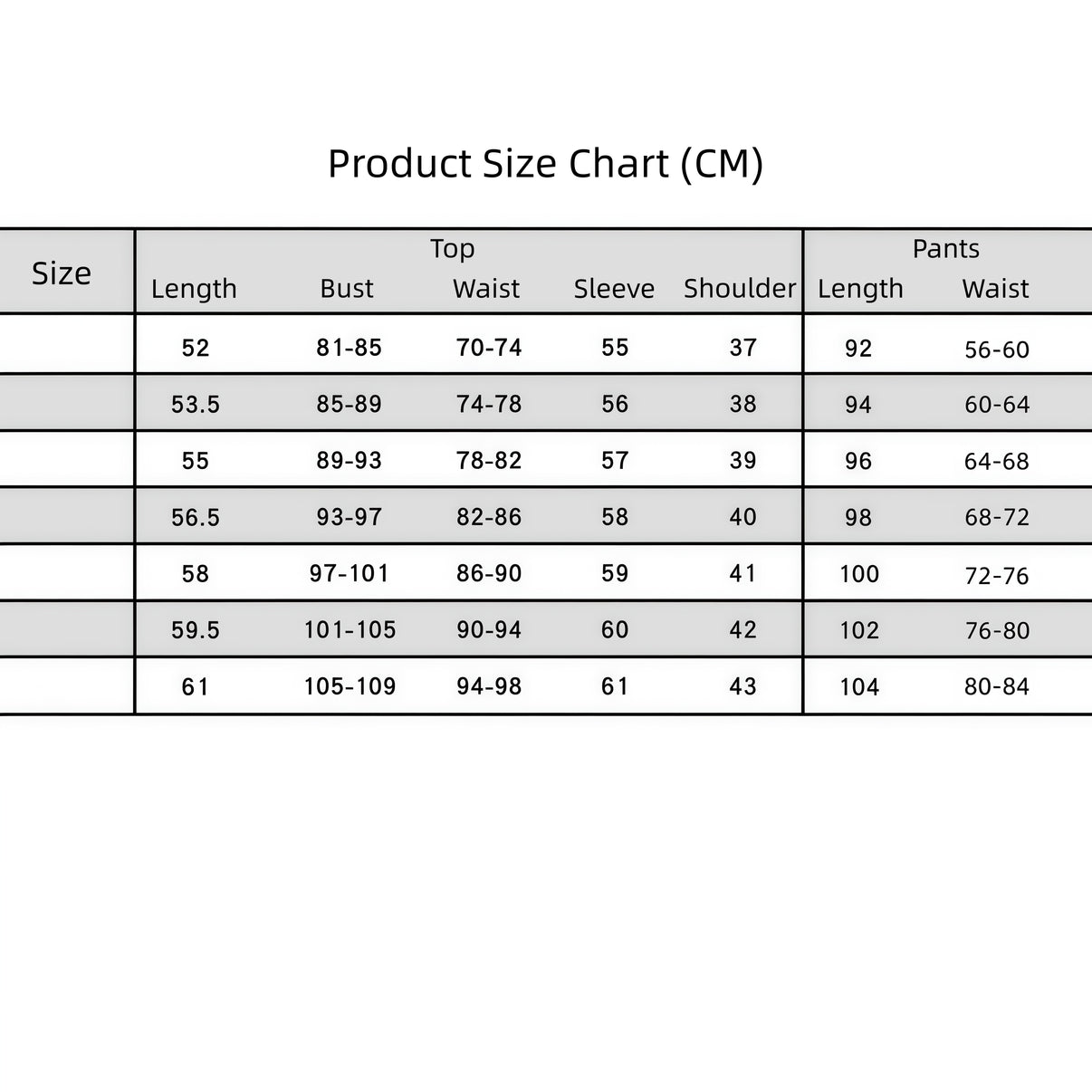 demon slayer shinobu cosplay costume measurement size chart cm top bust waist pants length data table