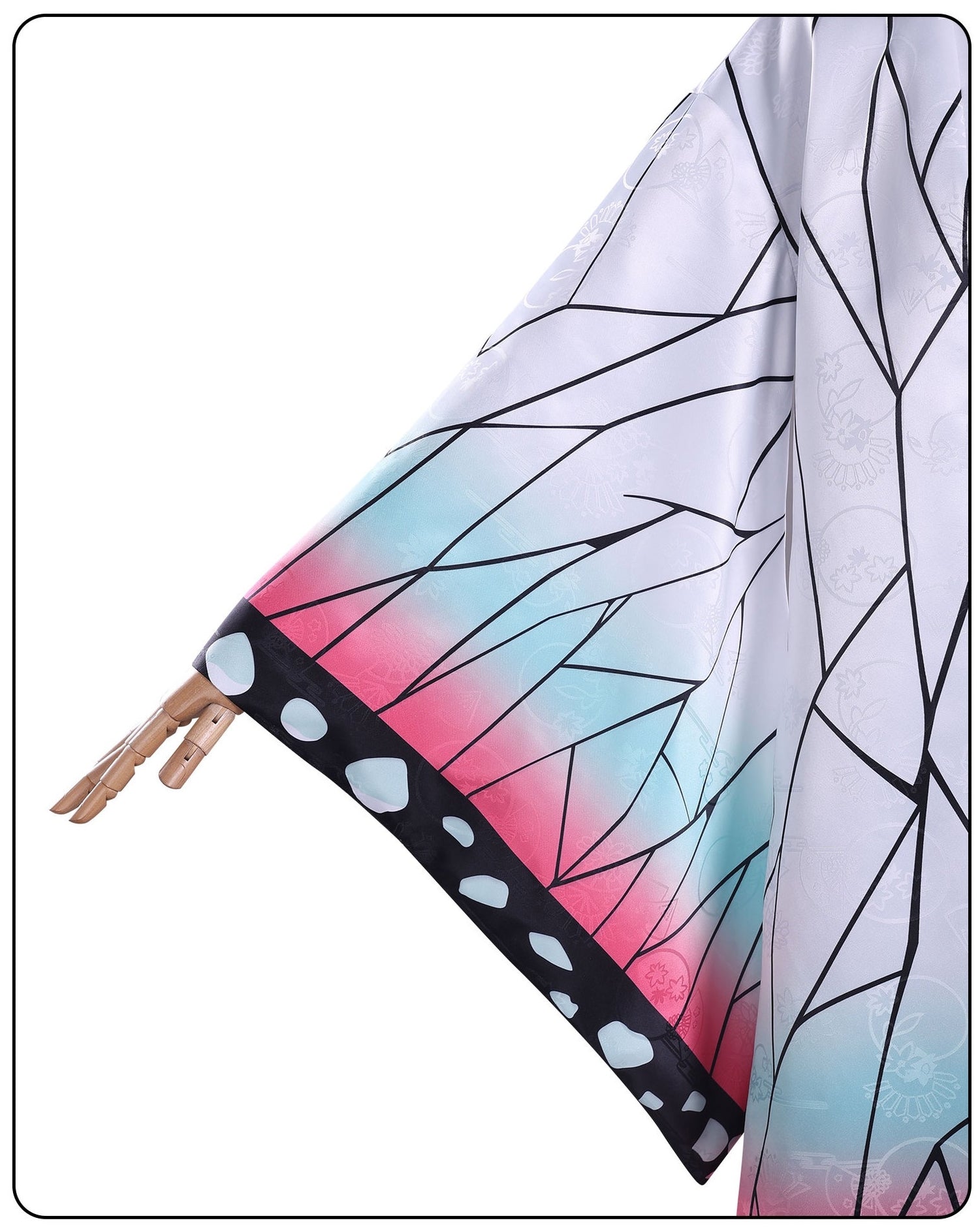 demon slayer cosplay shinobu cosplay white butterfly wing print haori gradient wide sleeve detail