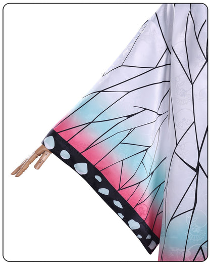 demon slayer cosplay shinobu cosplay white butterfly wing print haori gradient wide sleeve detail