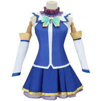 konosuba aqua cosplay blue water goddess dress top skirt arm sleeves anime halloween costume