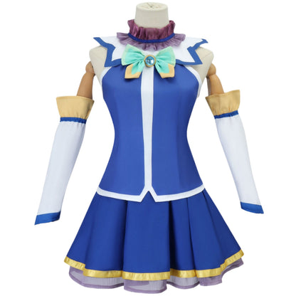 konosuba aqua cosplay blue water goddess dress top skirt arm sleeves anime halloween costume