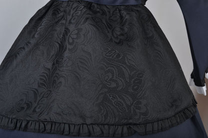 my dress-up darling shizuku gothic maid cosplay embossed floral jacquard apron ruffle hem detail