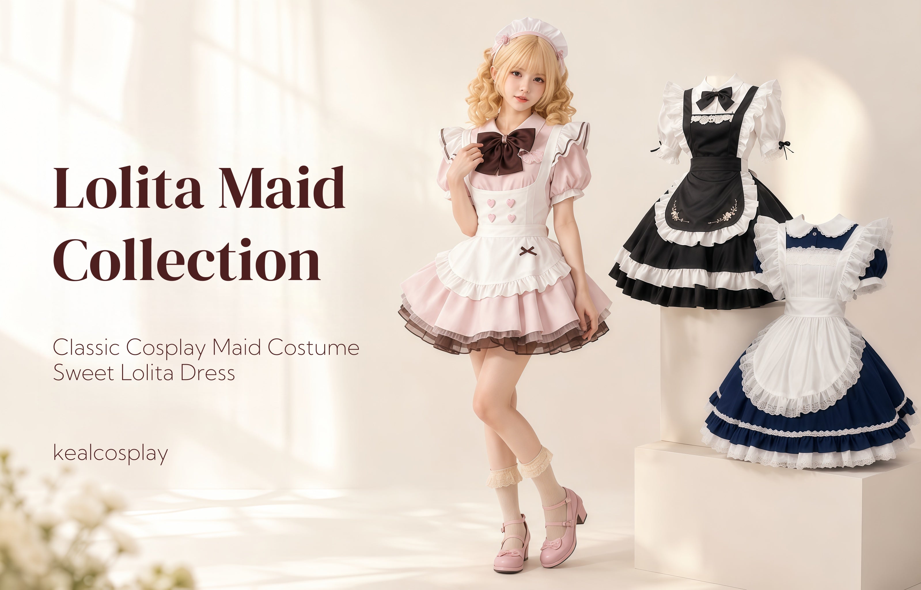 lolita maid collection handmade cosplay dress ruffle lace apron cute kawaii maid outfit