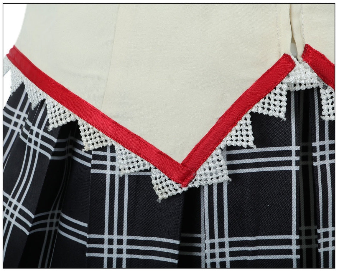 waist lace trim detail of madoka kaname plaid skirt