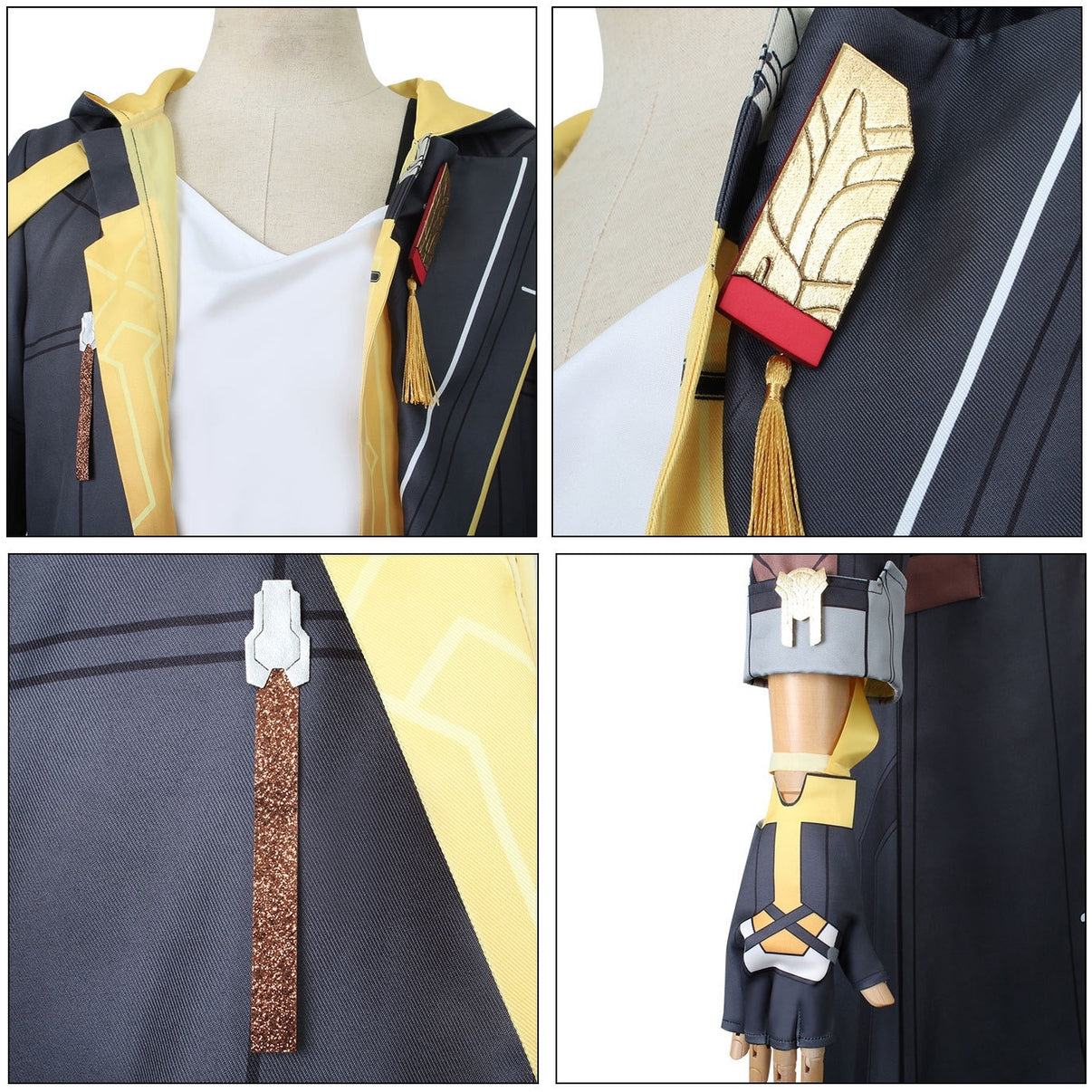 honkai star rail male trailblazer cos costume golden collar tassel accessory sleeve cuff and half-finger glove close-up