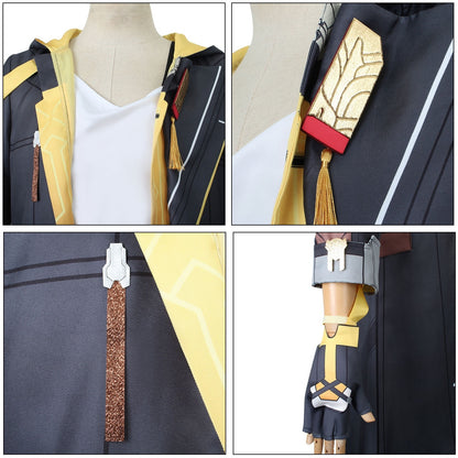 honkai star rail male trailblazer cos costume golden collar tassel accessory sleeve cuff and half-finger glove close-up